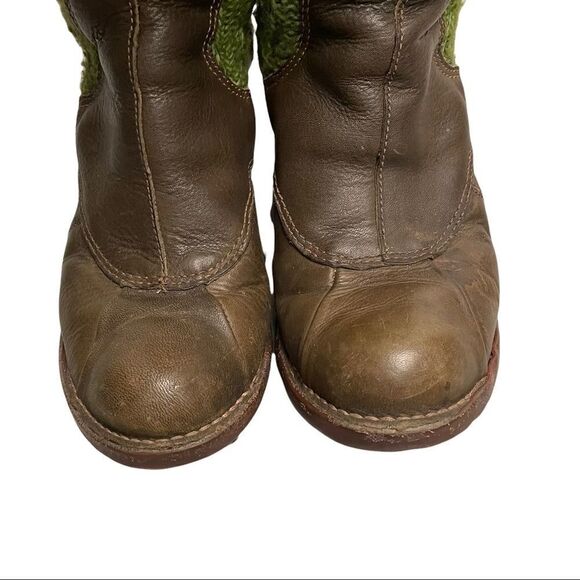El NATURALISTA Wool Knit Sock Leather Boot Heels Mid-Calf Ankle Brown Green 40 - Picture 8 of 15